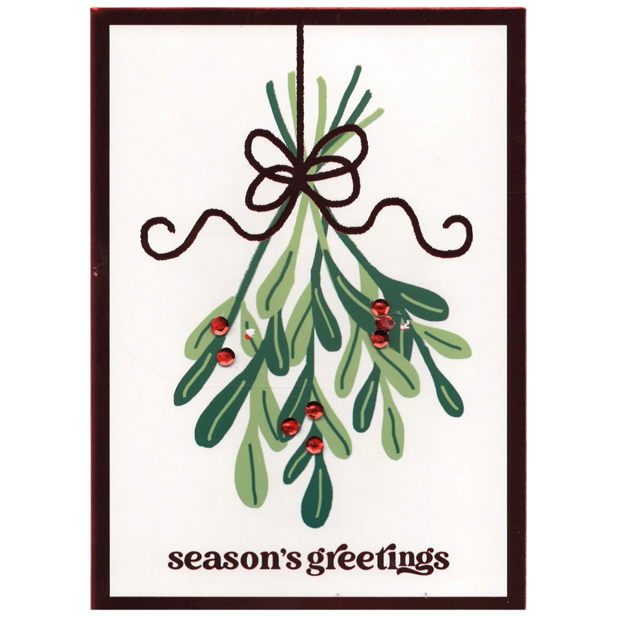 Premium Christmas Card - Season's Greetings Mistletoe
