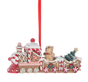Gingerbread Train with Teddy Bear Ornament