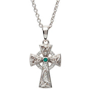 Celtic Trinity Knot Cross Adorned With  Swarovski  Crystals Necklace