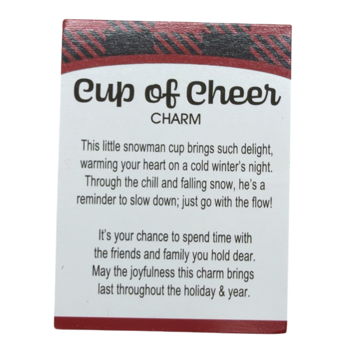 Cup Of  Cheer Snowman Charm  - Red Scarf
