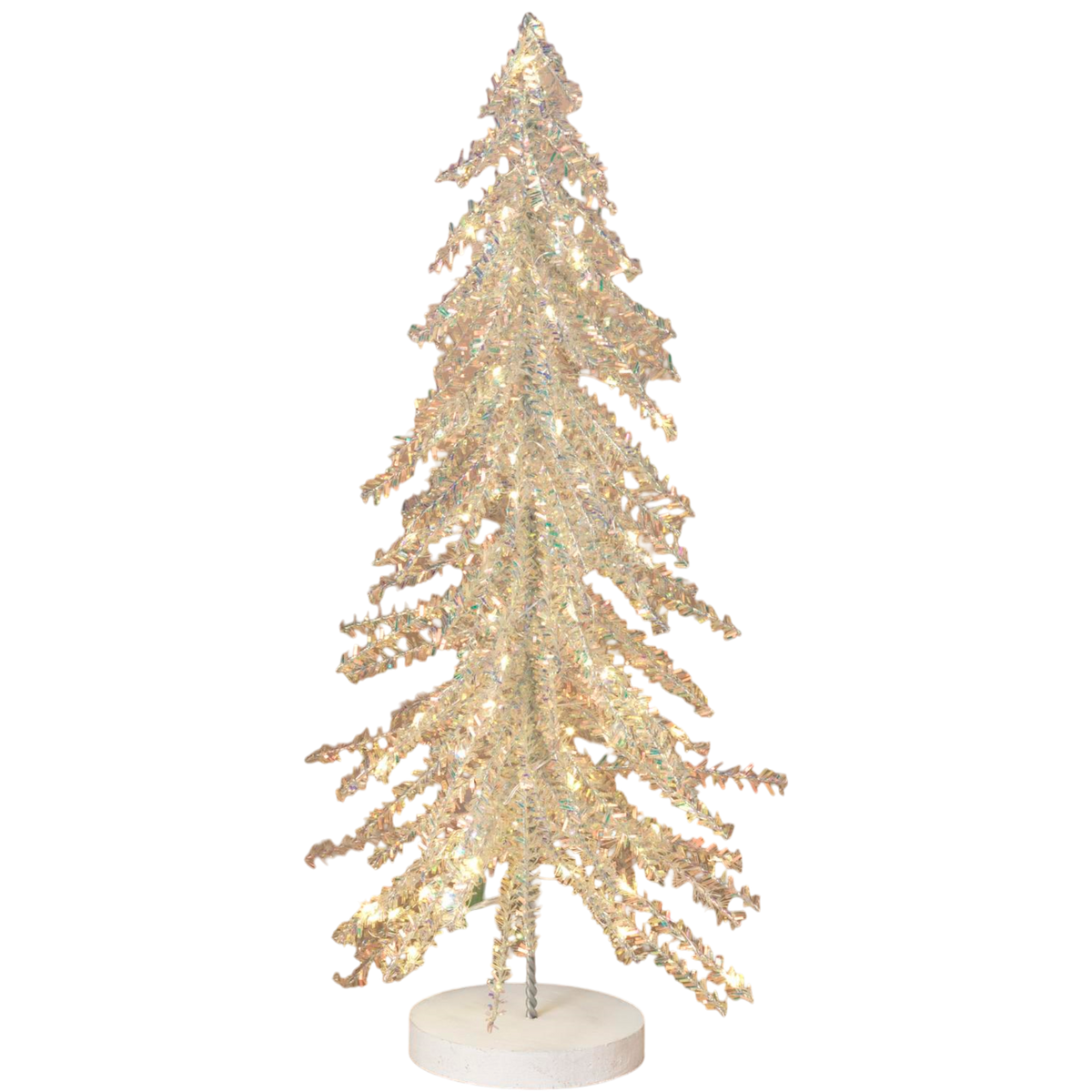 Lighted Tinsel Christmas Tree - 20 Inch - Silver