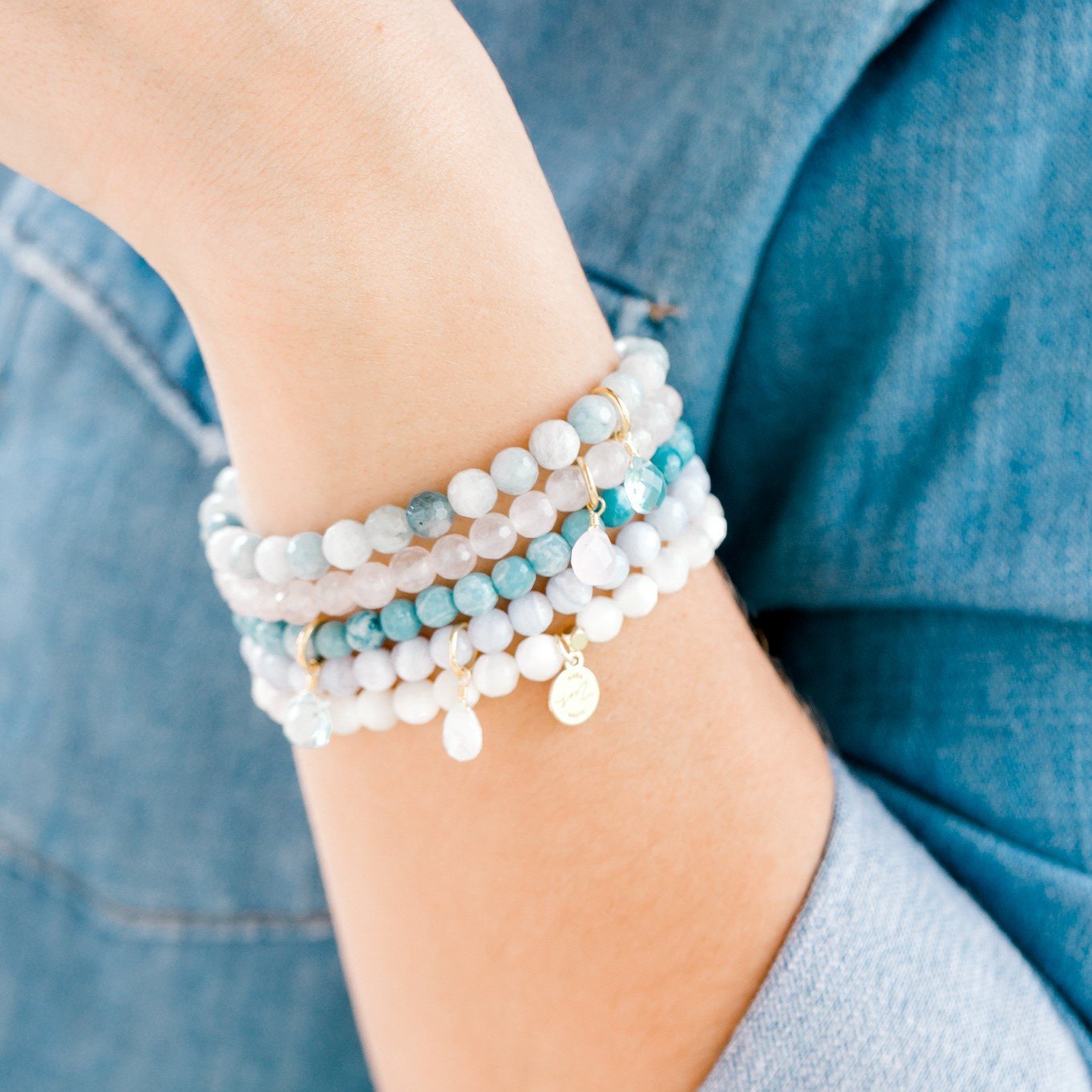 Royal Gemstone Beaded Bracelet | Aquamarine by elliparr