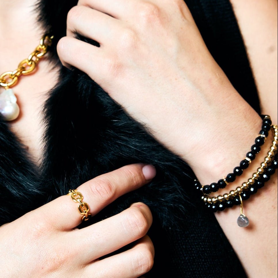 Royal Gemstone Beaded Bracelet | Black Onyx by elliparr