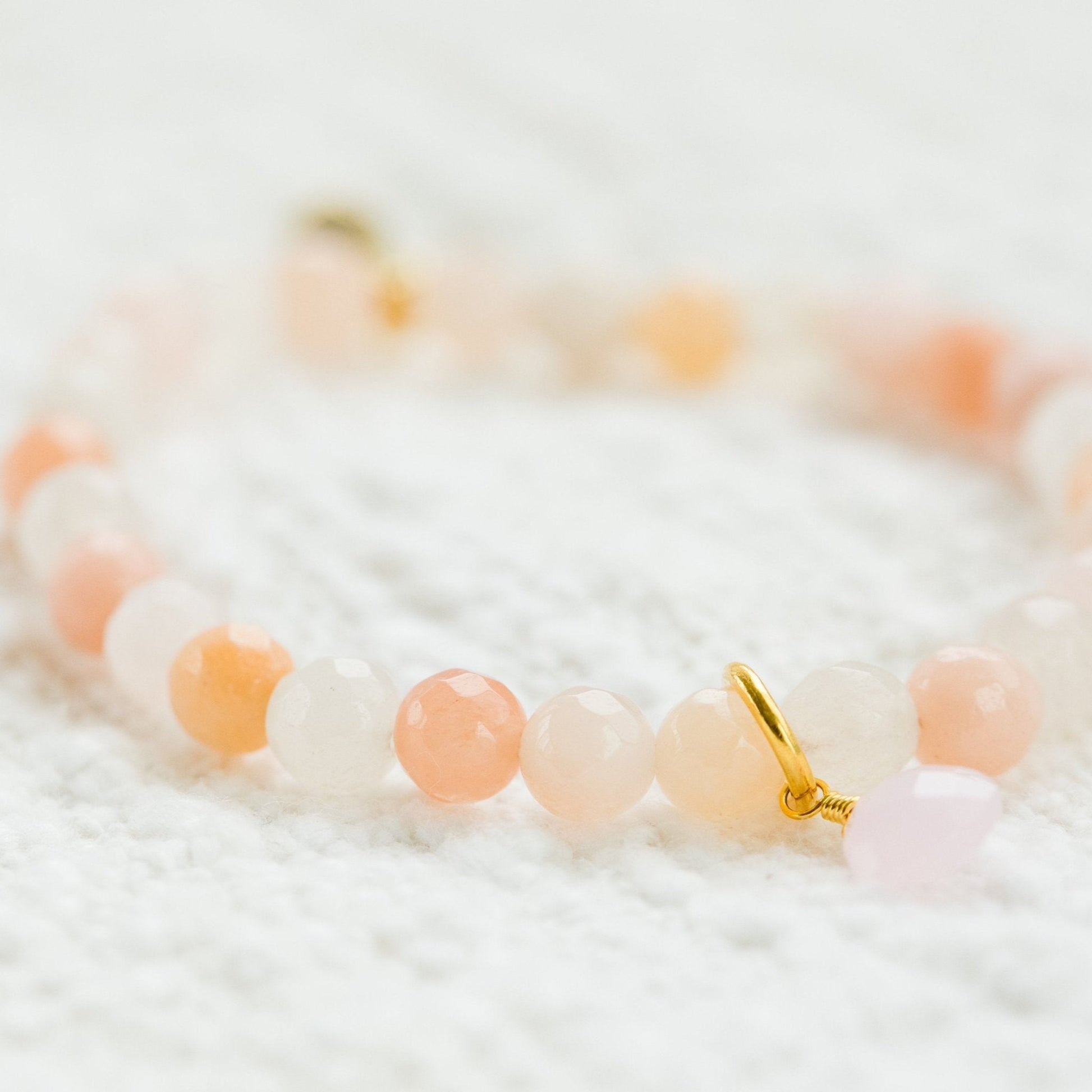 Royal Gemstone Beaded Bracelet | Peach Moonstone by elliparr