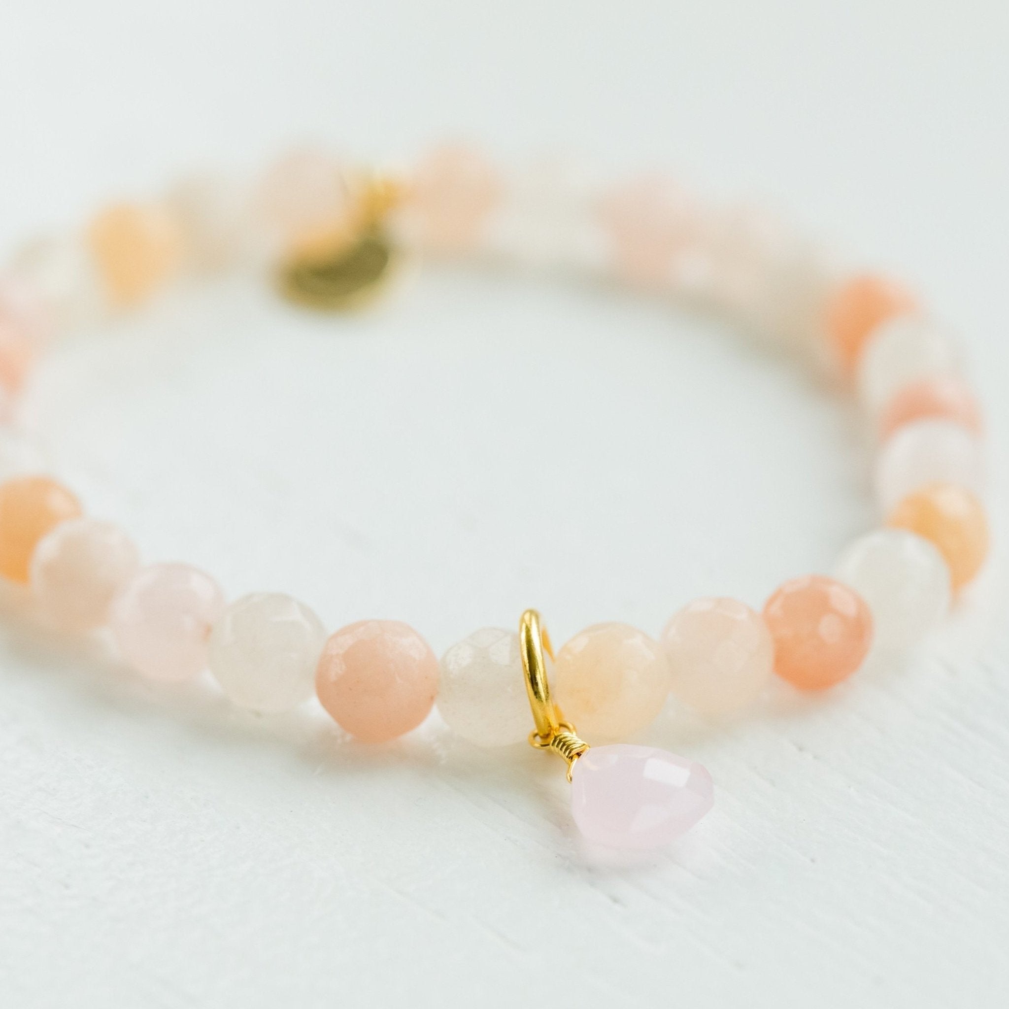 Royal Gemstone Beaded Bracelet | Peach Moonstone by elliparr