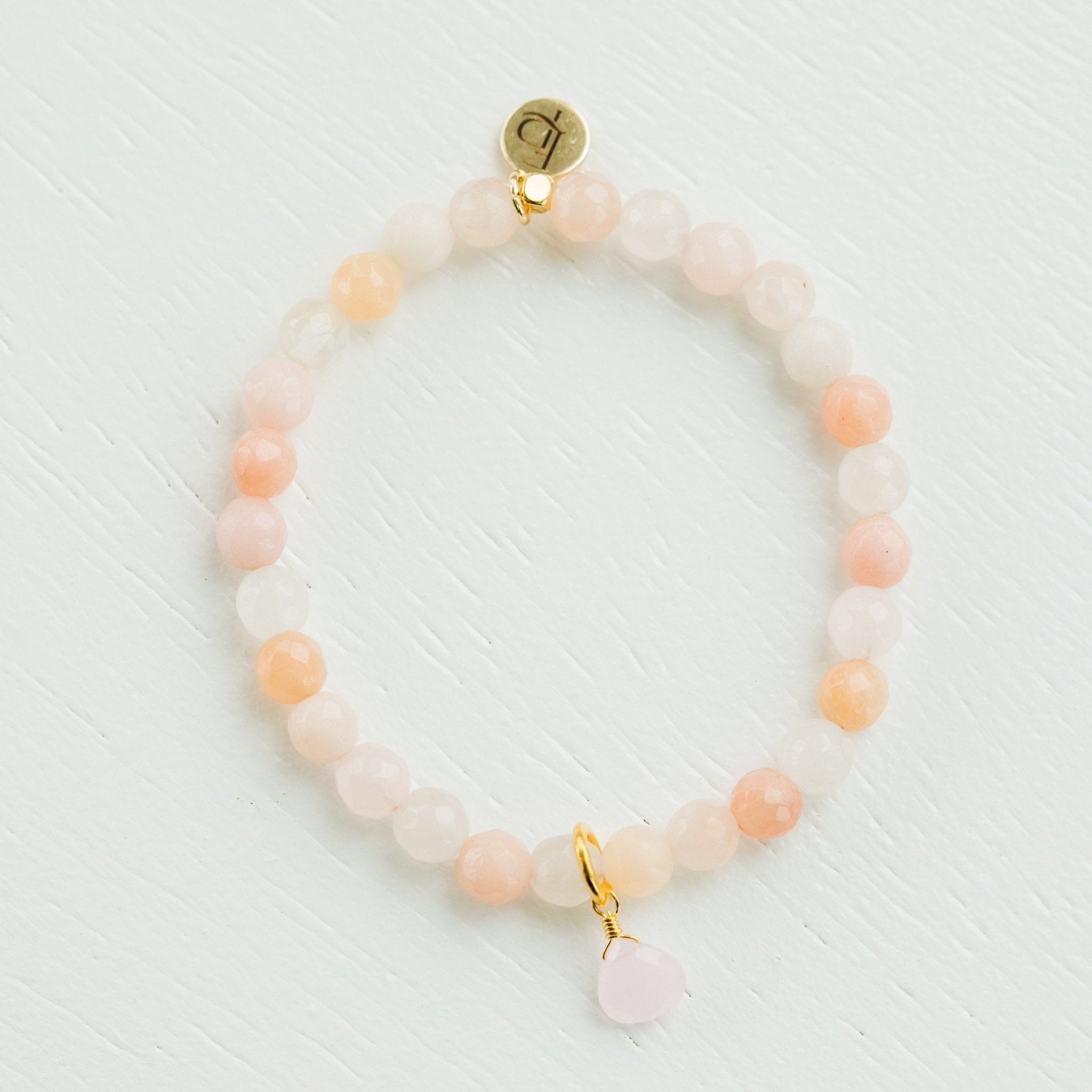 Royal Gemstone Beaded Bracelet | Peach Moonstone by elliparr