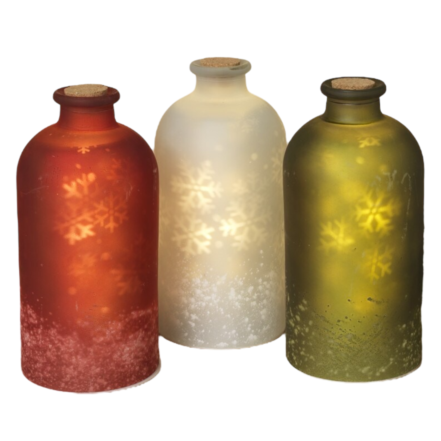 Lighted Snowflake Luminary Bottles -