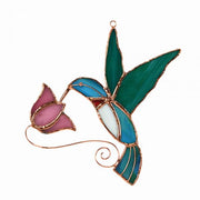 Hummingbird with Pink Flower Suncatcher