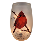Lighted Glass Vase - Winter Cardinal - 5.25 Inches tall