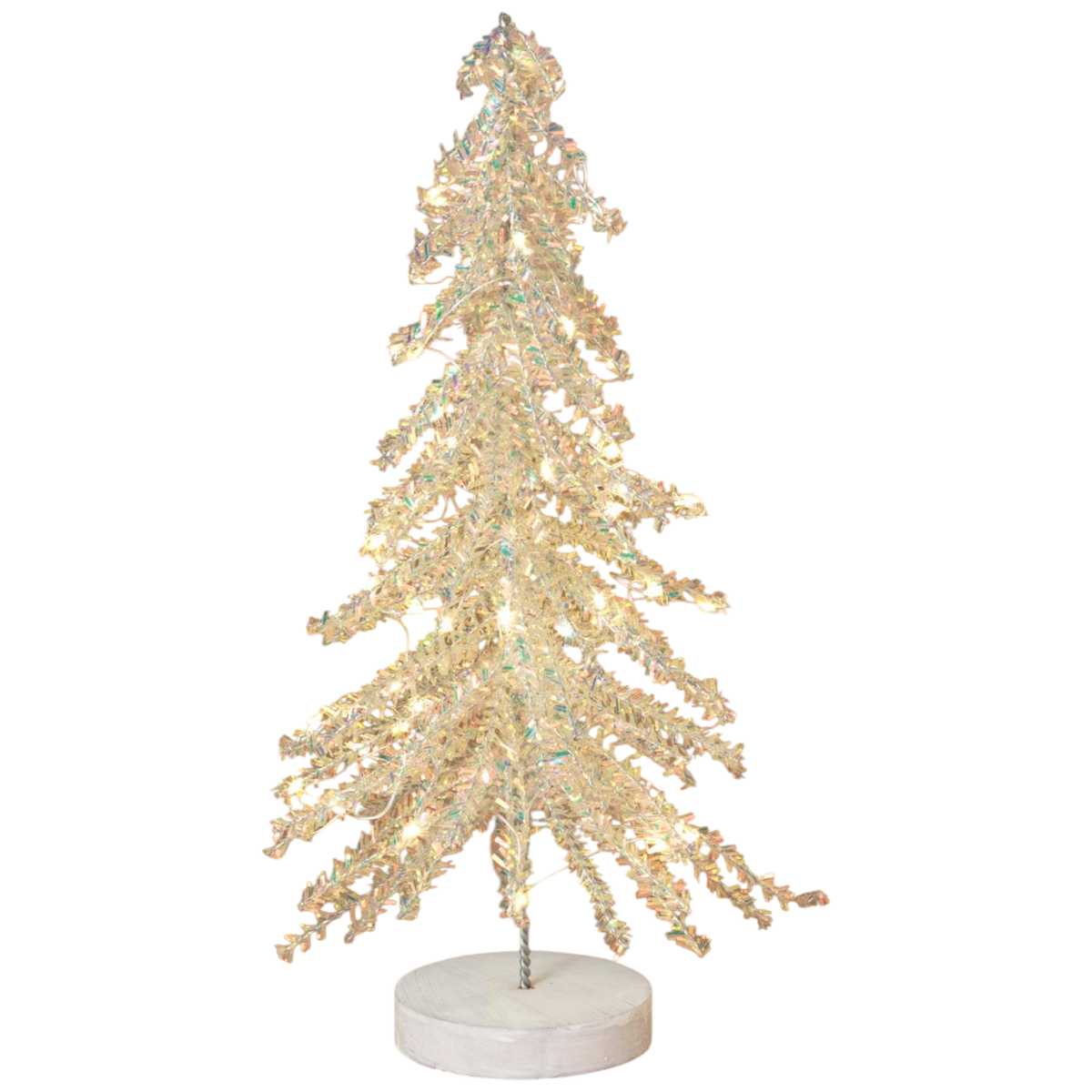 Lighted Tinsel Christmas Tree - 16 Inch - Silver