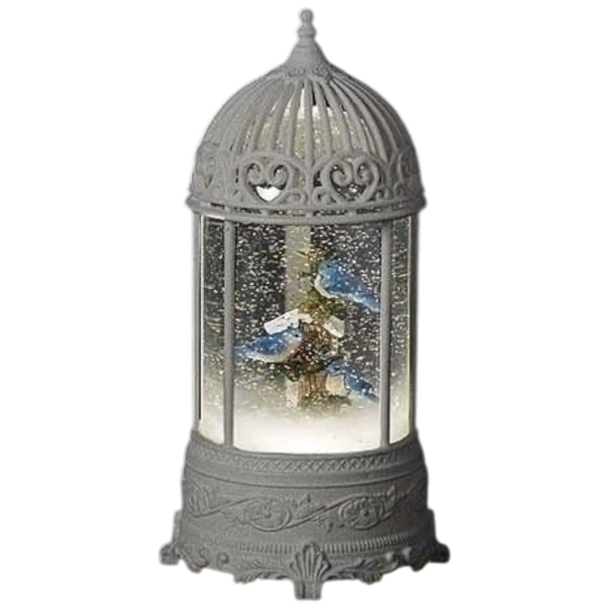 Bluebird with Holly Swirl Birdcage – 10.5 Inch