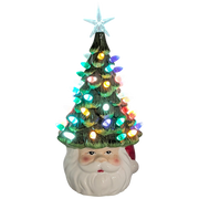 Santa  Ceramic Christmas Tree Lighted  With Timer