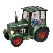 Lighted Water Globe Tractor with Santa Driving