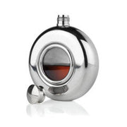 Travel Hip Flask - Stainless Steel & Glass Round Scope by Homeportonline