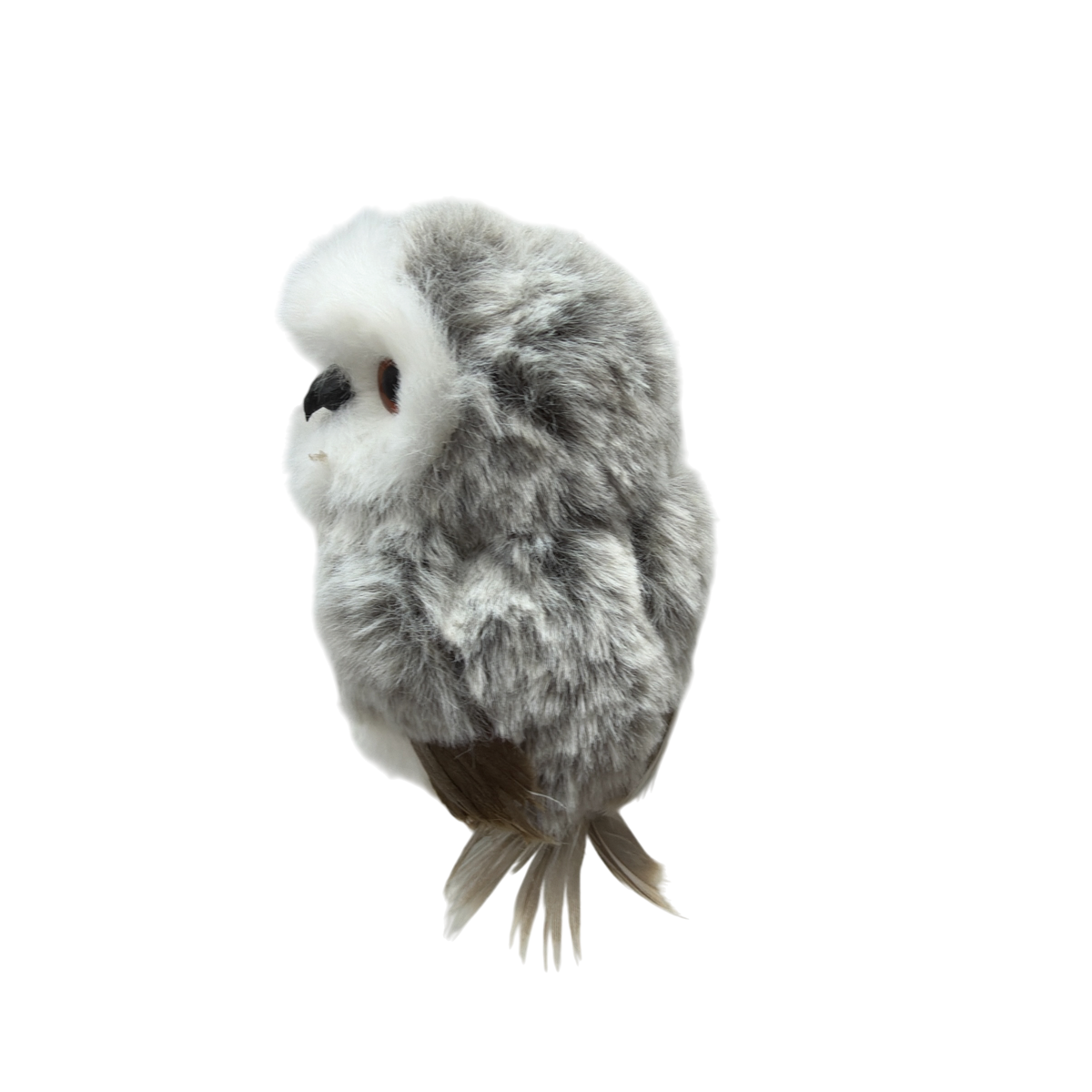 Oliver Faux Fur Owl Figurine - Looking Left