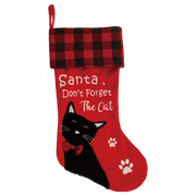 Santa Don't Forget the Cat Stocking - Embroidered