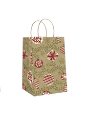 Holiday Jr Cub Kraft Gift Bags - Ornaments