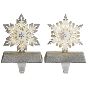 Lighted Snowflake Stocking Hanger - 2 Piece Set