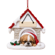 Ceramic Doghouse Ornament - Boxer- Fawn Uncropped