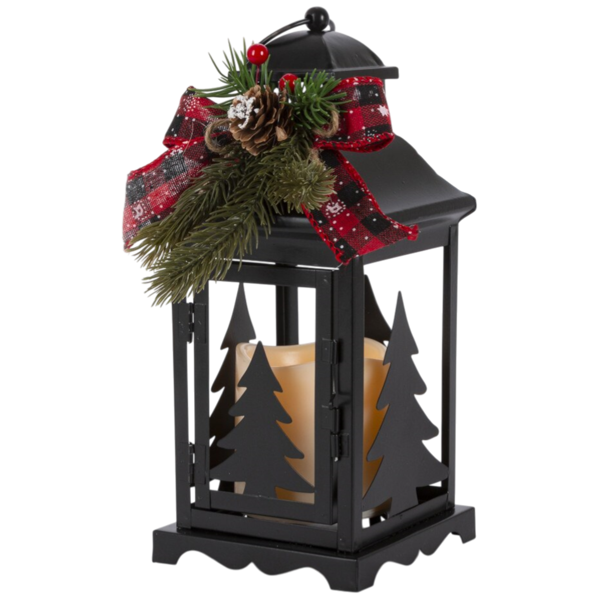 10.5-Inch Lighted Metal Lanterns with Timer (Set of 2)