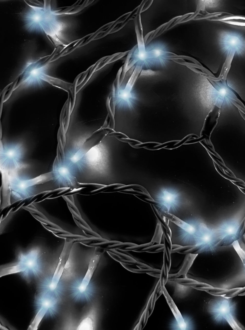 Jingle Bright 100 LED Light Set - Cool White - White Wire