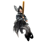 Black and White Fabric Sitting Halloween Witch