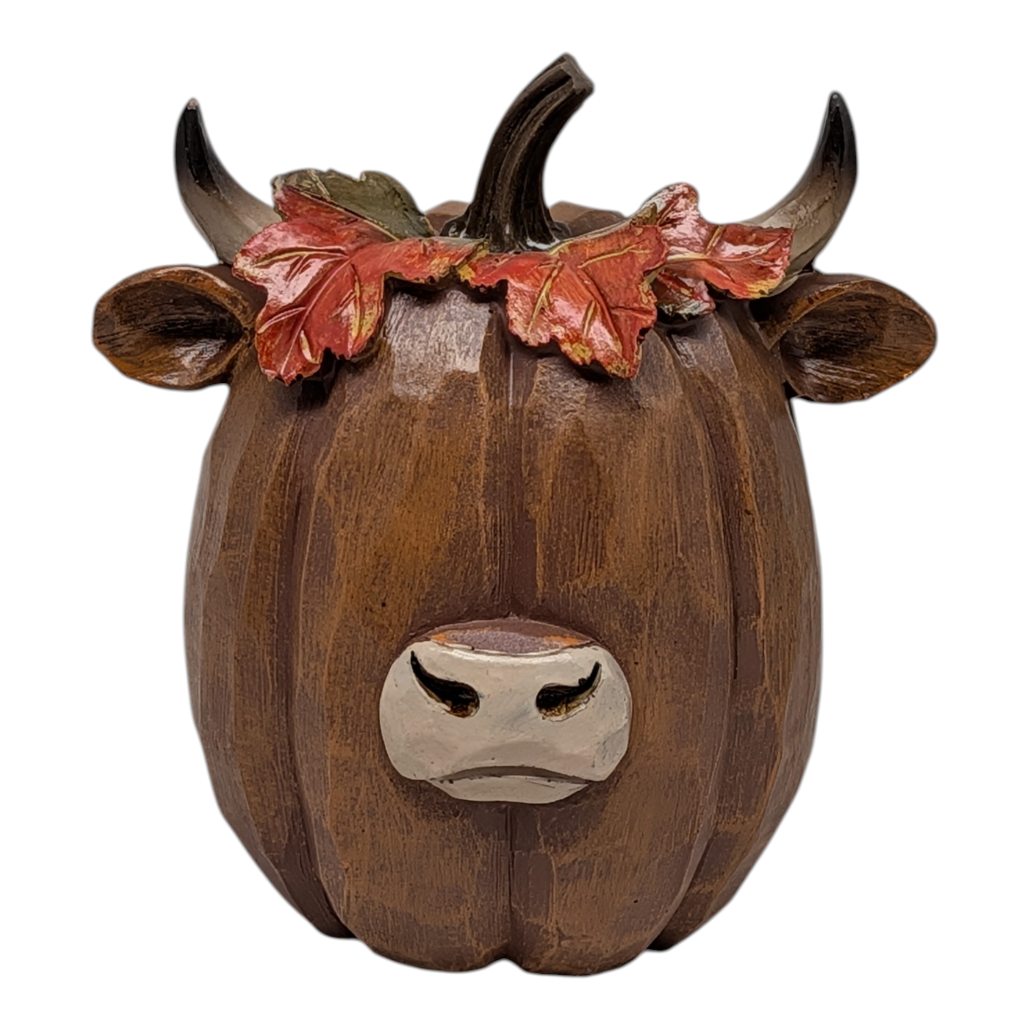 Resin Pumpkin Highland Cow Figurine -