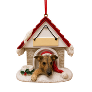 Ceramic Doghouse Ornament - Greyhound