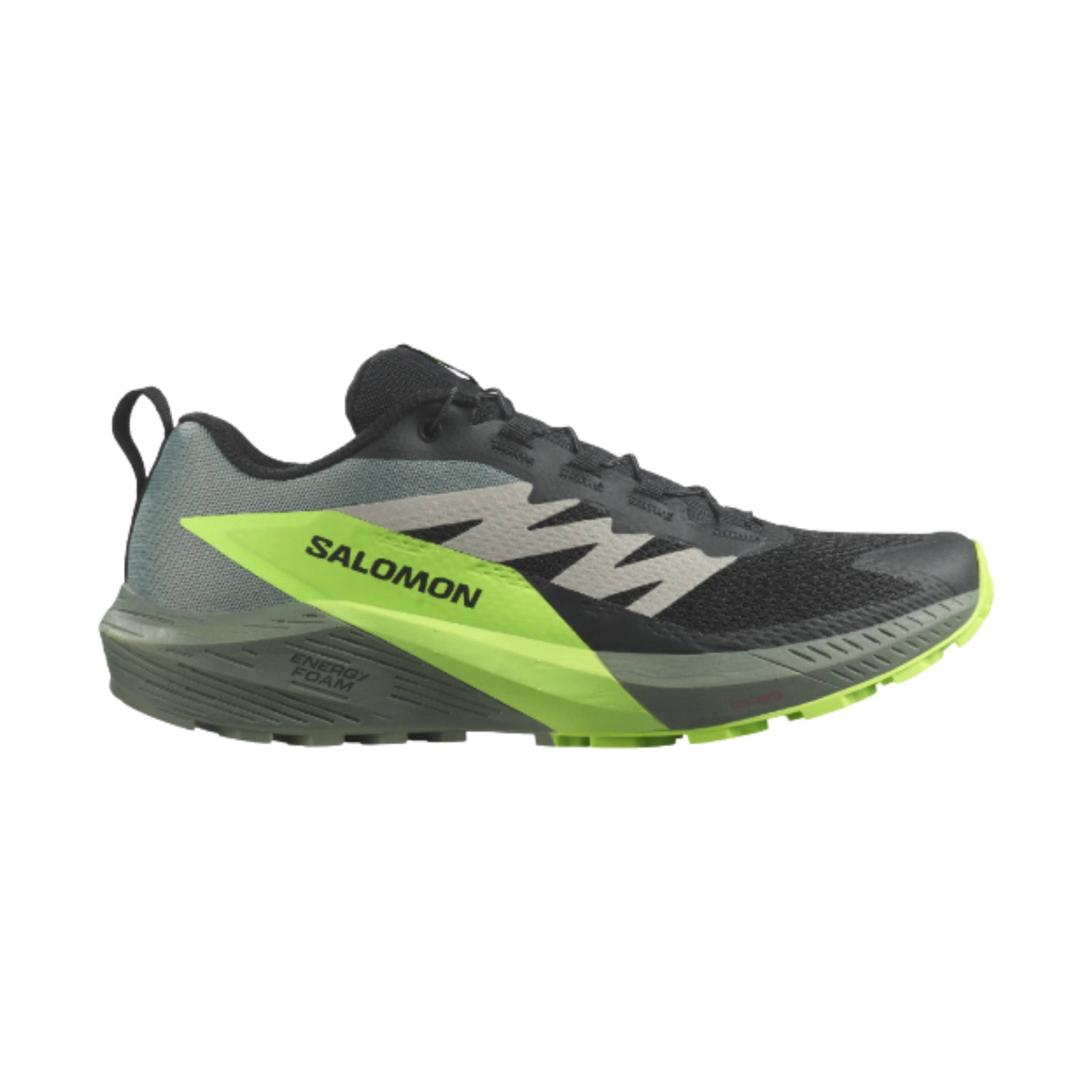 Salomon Men's Sense Ride 5 Trail Running Shoes - Black / Laurel Wreath / Green Gecko by Lenny's Shoe & Apparel
