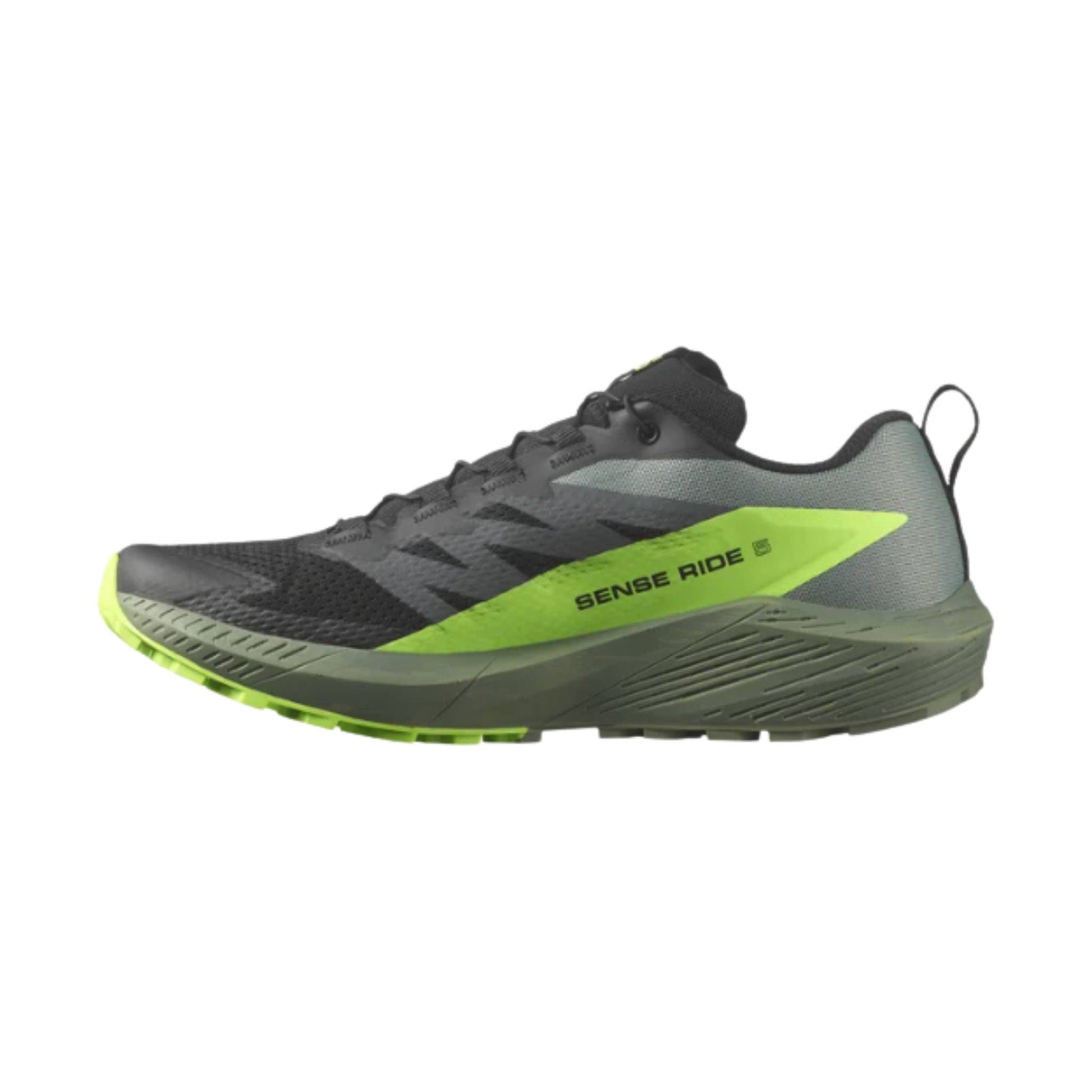 Salomon Men's Sense Ride 5 Trail Running Shoes - Black / Laurel Wreath / Green Gecko by Lenny's Shoe & Apparel