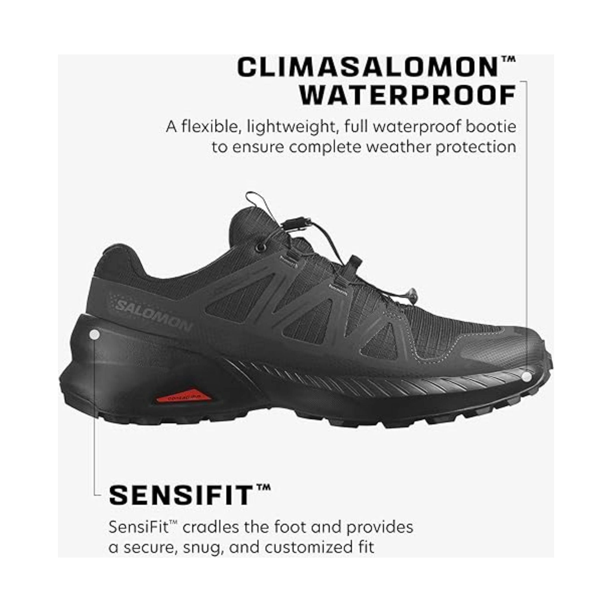 Salomon Men's Speedcross Peak Climasalomon Waterproof Trail Running Shoes - Black/Black/Phantom by Lenny's Shoe & Apparel