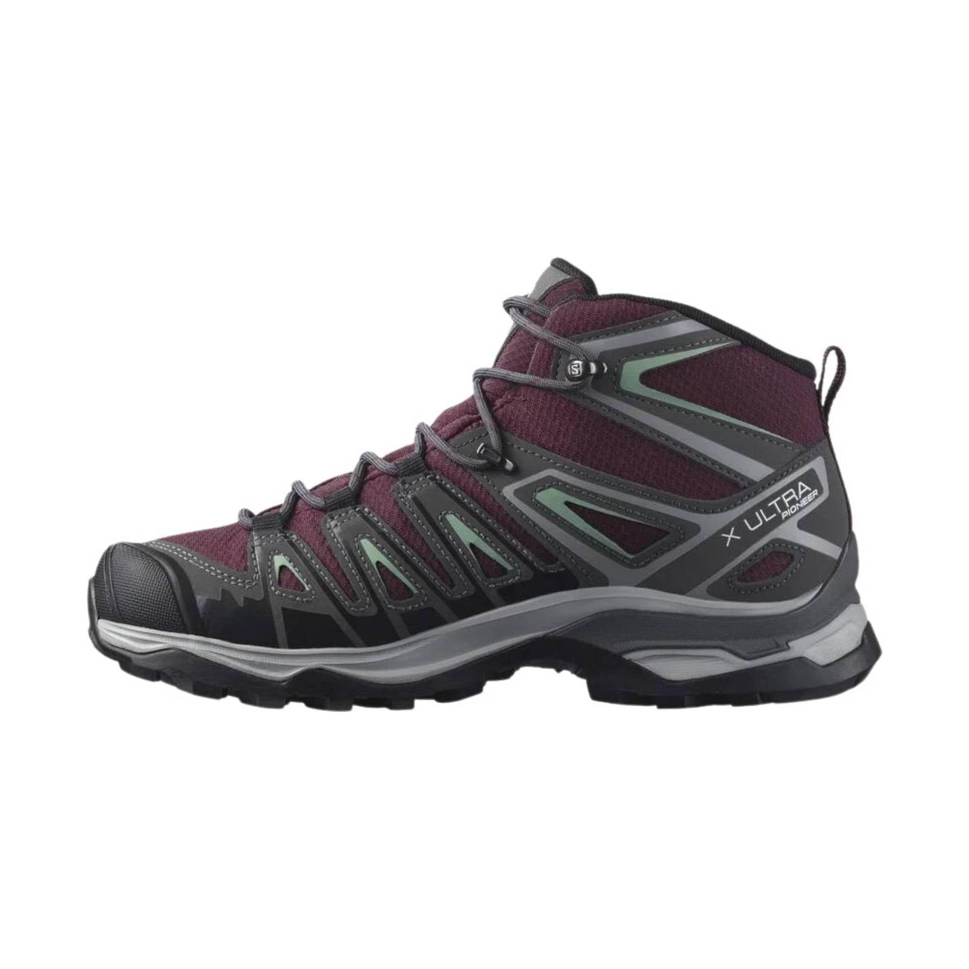 Salomon Women's X Ultra Pioneer Mid Waterproof Hiking Boots - Wine Tasting/Magnet/Granite Green by Lenny's Shoe & Apparel