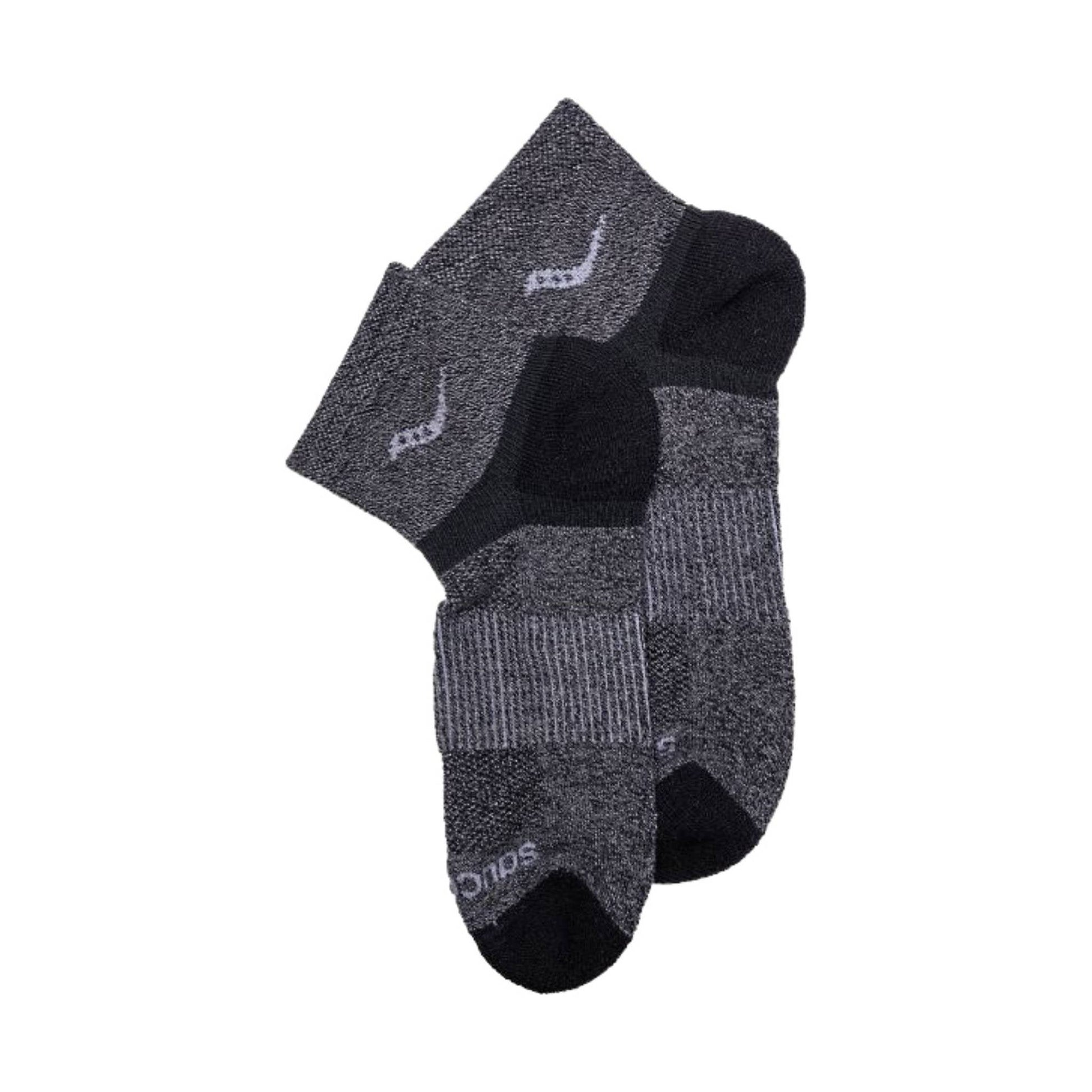 Saucony Men's Inferno Merino Wool Quarter 3 Pack Socks - Grey Marl by Lenny's Shoe & Apparel