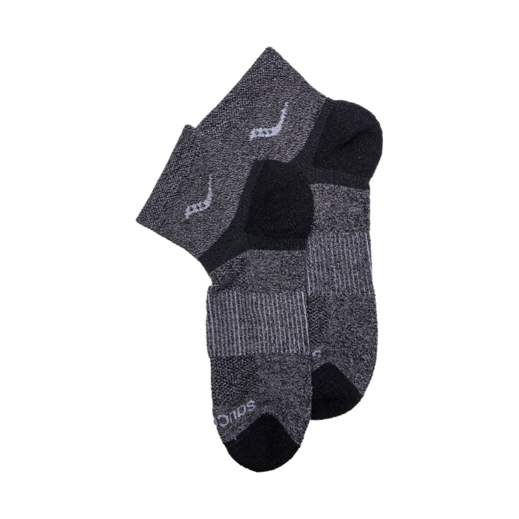 Saucony Men's Inferno Merino Wool Quarter 3 Pack Socks - Grey Marl by Lenny's Shoe & Apparel