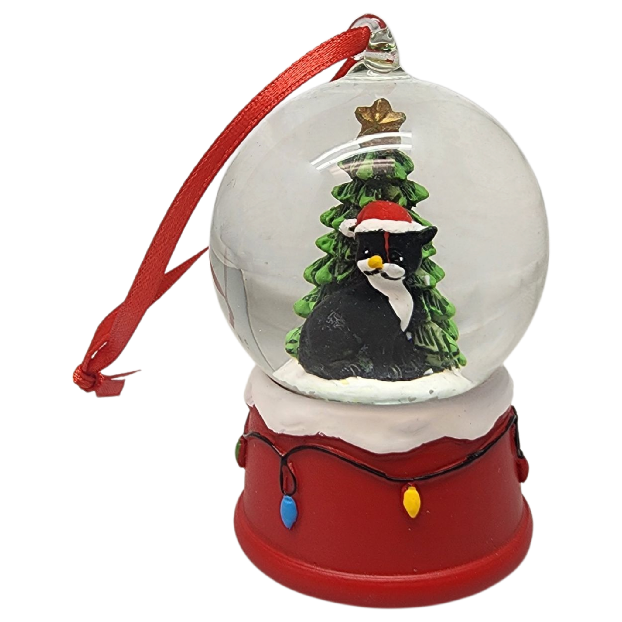 Charming Kitty Snow Globe Ornament - Black Cat