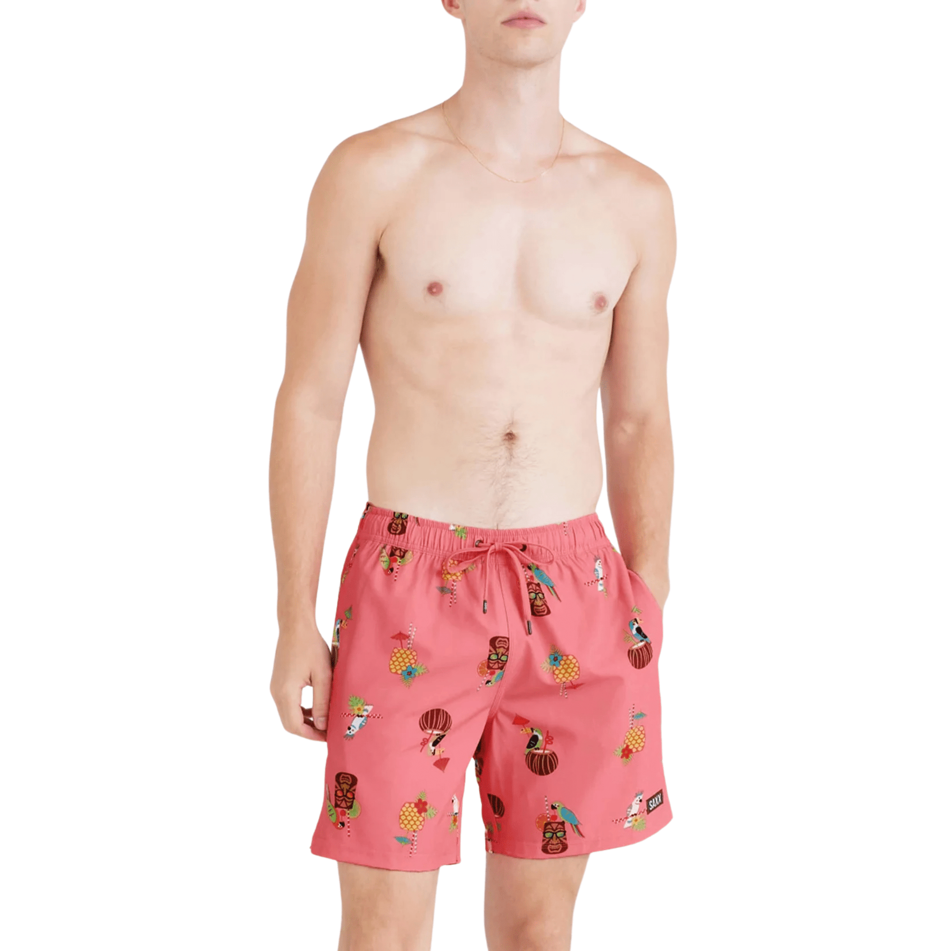 SAXX Men's Oh Bouy 2N1 7 Inch Swim Trunks - Birds Of Paradise by Lenny's Shoe & Apparel