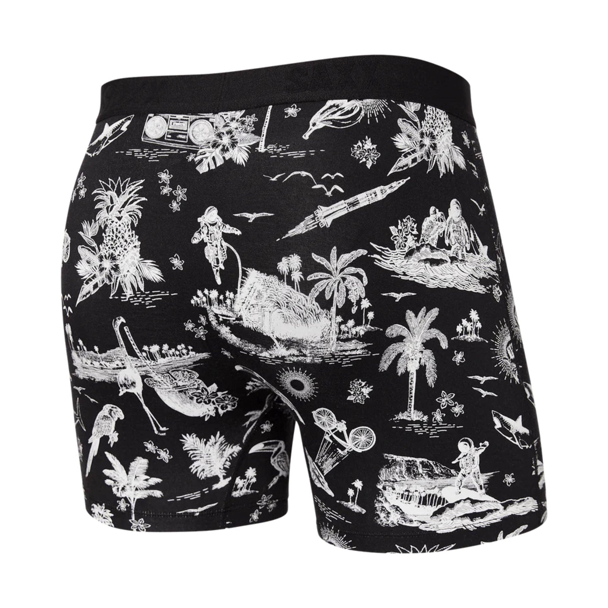 SAXX Men's Ultra Super Soft Boxer Brief - Black Astro Surf And Turf by Lenny's Shoe & Apparel