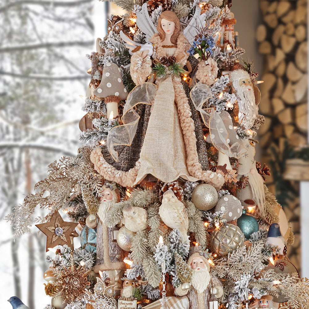 Un-Lit Rustic Glam Angel Treetop - 16 inch