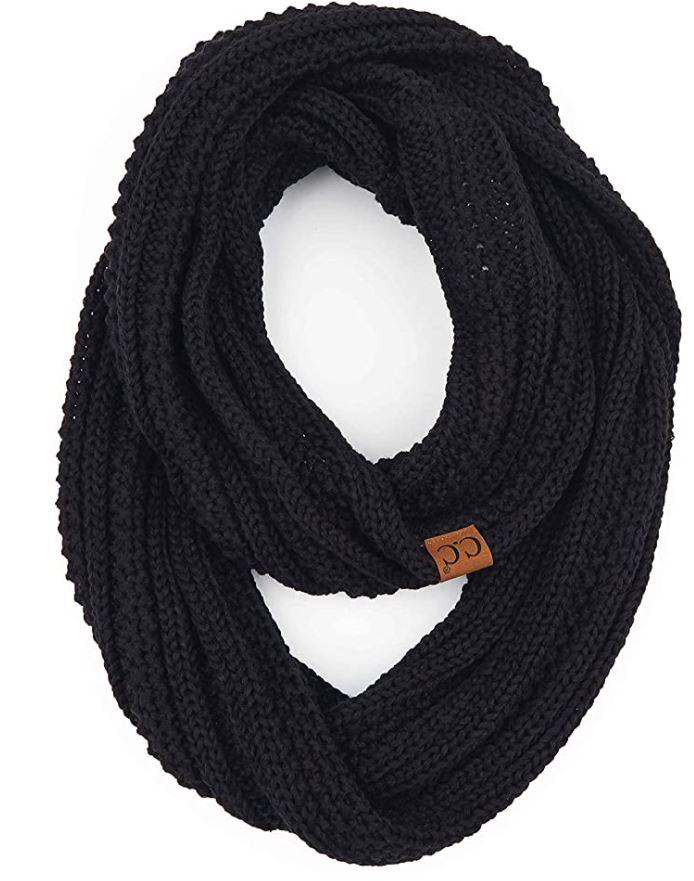 C.C Exclusives Solid Ribbed Infinity Scarf - Black by SidePony Boutique
