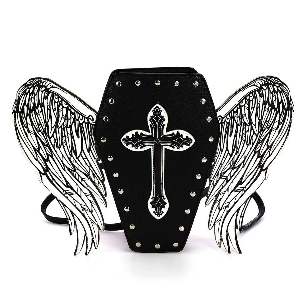 Glow In The Dark Coffin Bag With Angel Wings