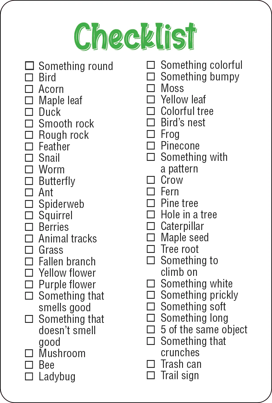 Scavenger Hunt Seek-and-Find Cards Nature by Homeportonline