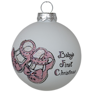 Baby's First Christmas Keepsake Glass Ornament - Pink Booties