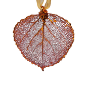 Copper Aspen Leaf with Sheer Ribbon Ornament
