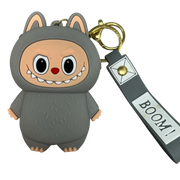 Silicone Labubu Coin Purse Key Chain Pendant (Grizzly Grey Edition)