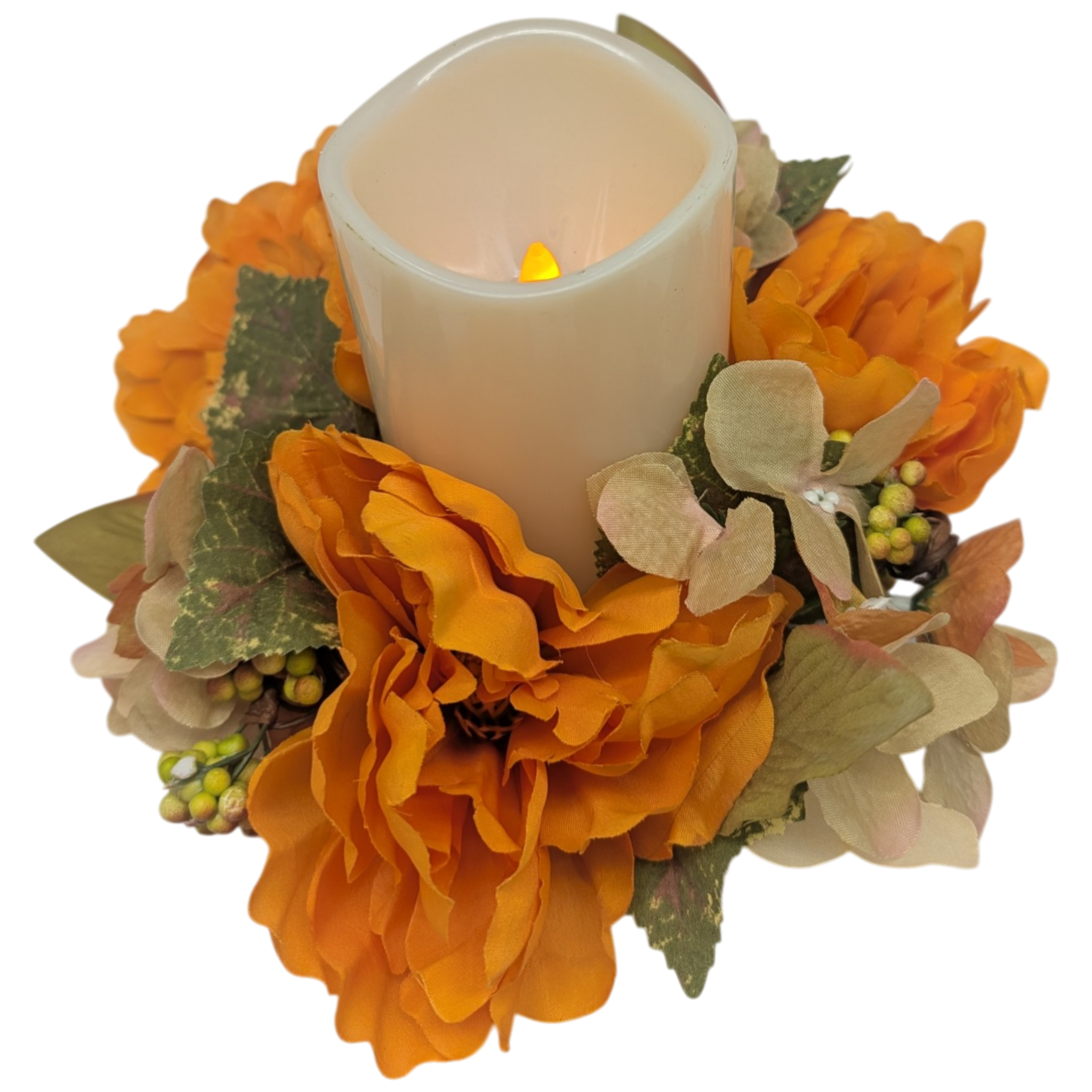 9-Inch Harvest Candle Ring with LED Pillar Candle