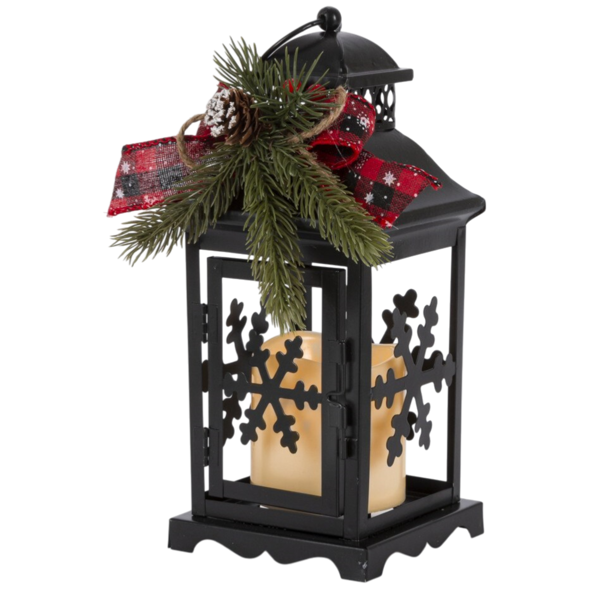 10.5-Inch Lighted Metal Lanterns with Timer (Set of 2)