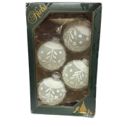 Krebs  Glass Ornament 4 pack - Elegant Frosted White