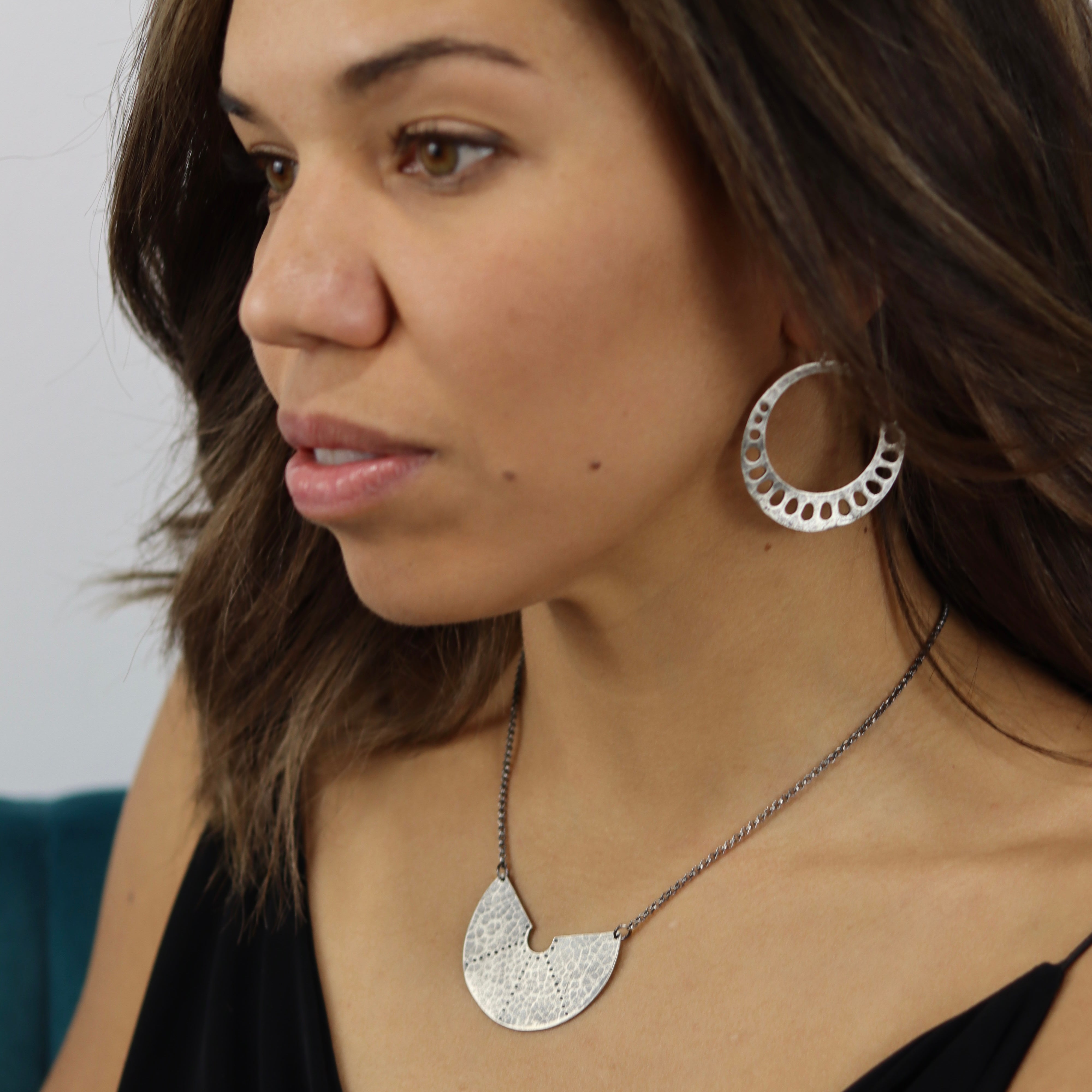 Lotus Medallion Sterling Silver Earrings