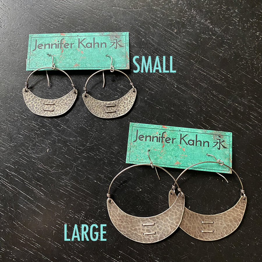 Stitched Sterling Silver Crescent Earrings by jenkahnjewelry