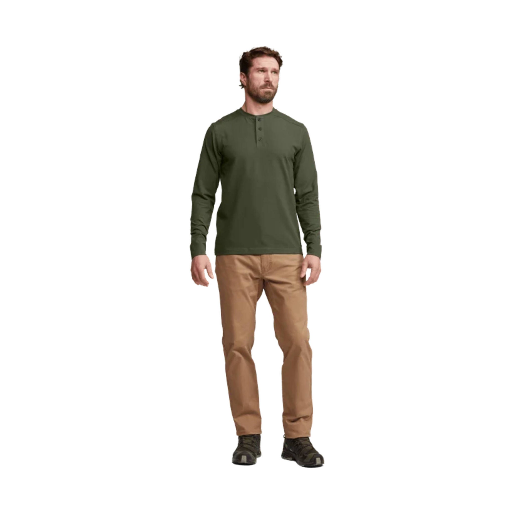 Sitka Men's Foothills Long Sleeve Henley - Olive Green by Lenny's Shoe & Apparel